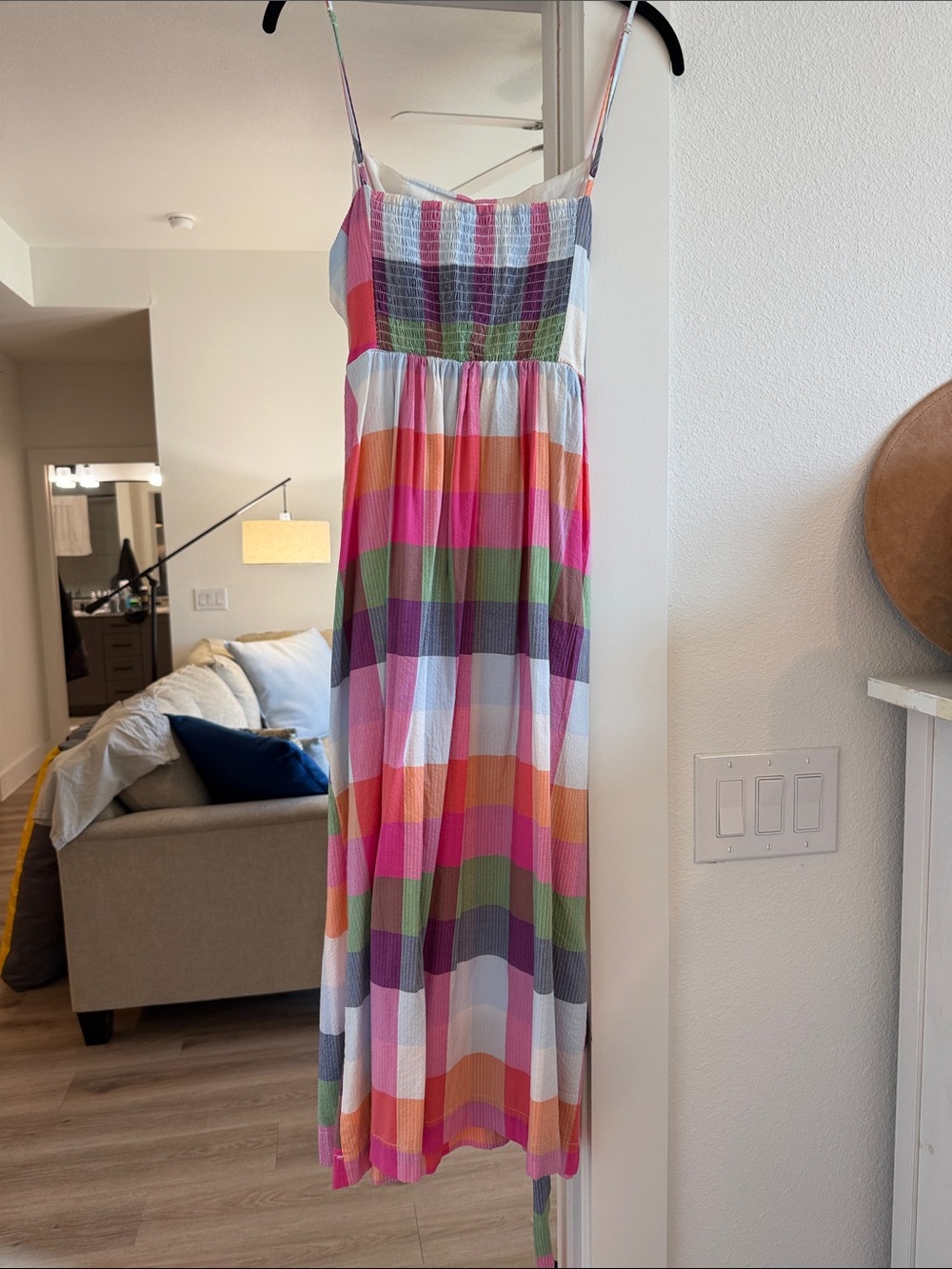 Kate Spade Colorblock Gingham Maxi Dress with Belt - Picture 4 of 4